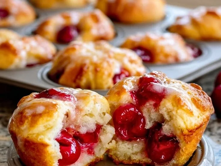 Mini cherry pie bites served on a plate, ready in 30 minutes.