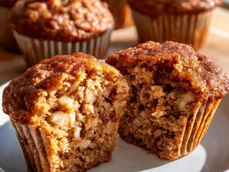 Delicious Minute Apple Cinnamon Oat Fiber Muffins fresh out of the oven