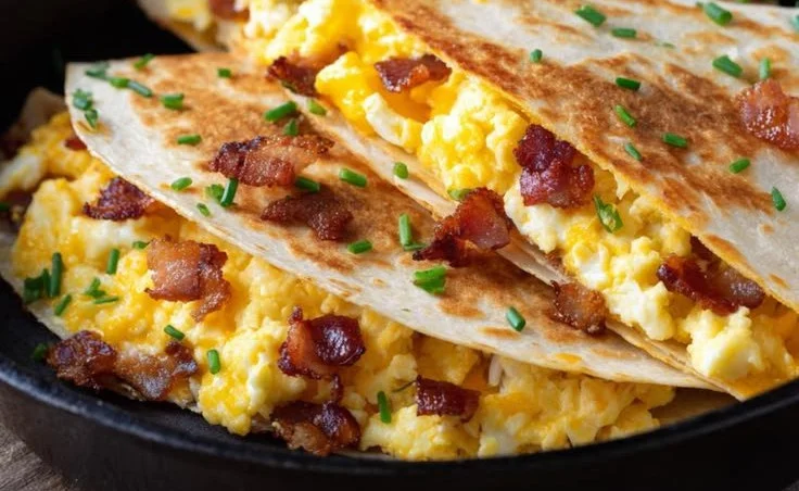 Delicious cheese quesadillas ready for breakfast, quick and easy to make.