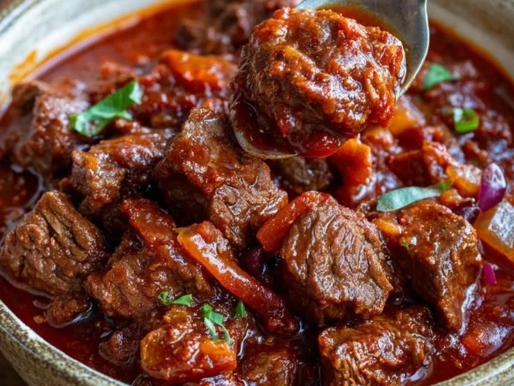Bowl of Minute Chunky Steakhouse Beef Chili with toppings