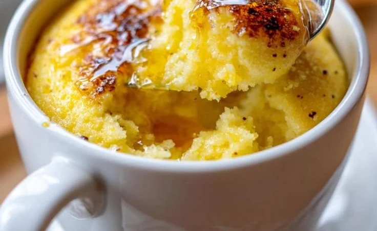Delicious Minute Lemon Cottage Cheese Mug Cake topped with lemon zest