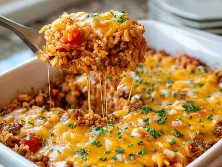 Quick Minute Mexican Ground Beef Rice dish served in a bowl