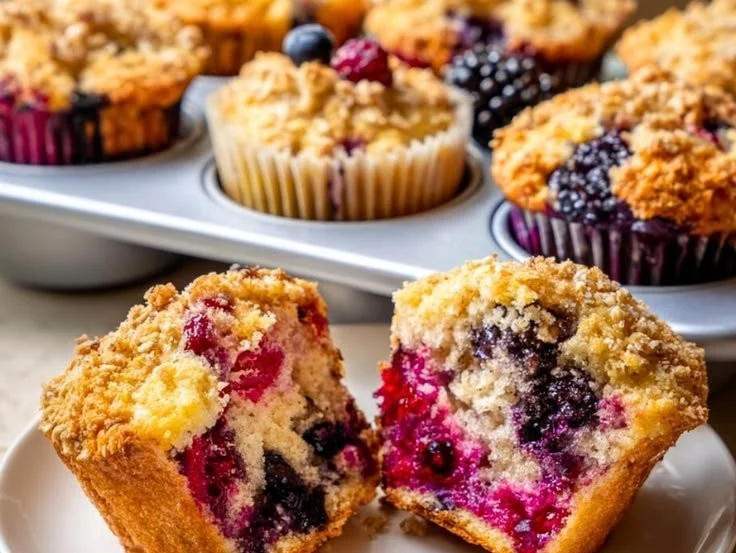 Mixed Berry Cottage Cheese Muffins rich in protein and flavor