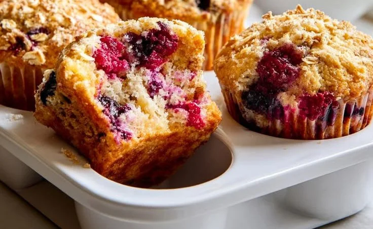 Mixed Berry Cottage Cheese Muffins with added protein for a healthy snack