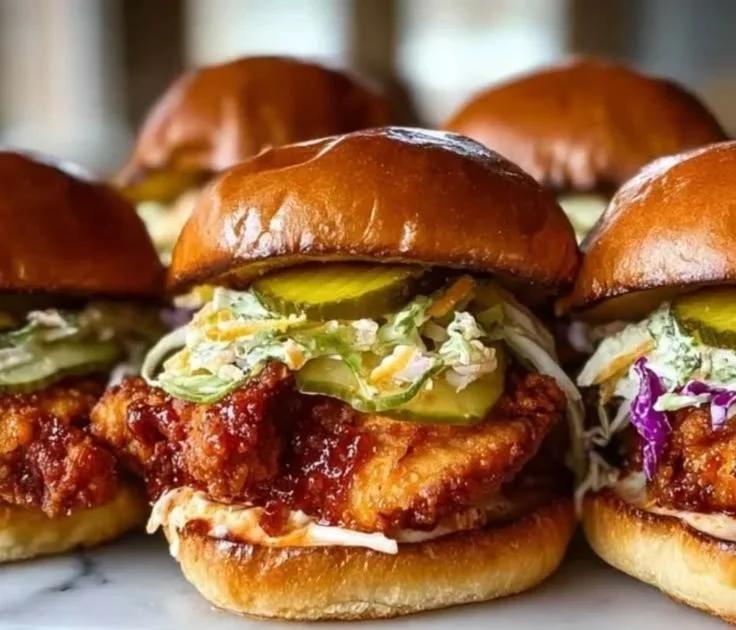 Delicious Nashville-style hot chicken sandwich with pickles and slaw