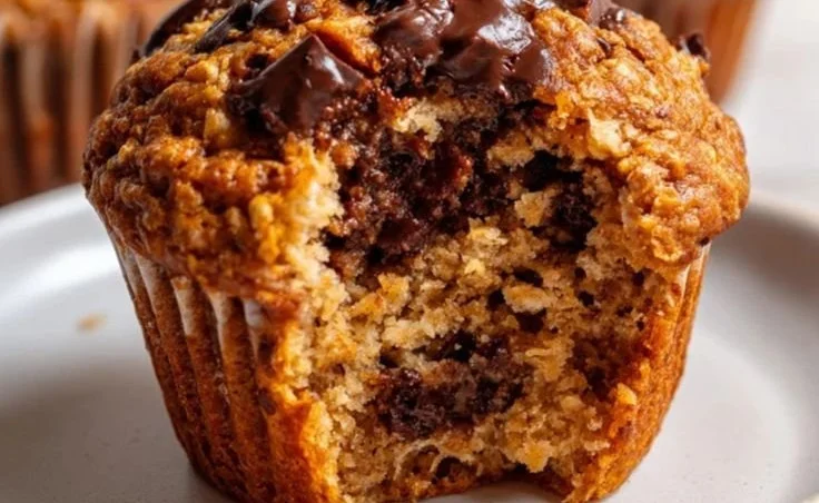 Protein-packed chocolate chip cottage cheese muffins fresh out of the oven