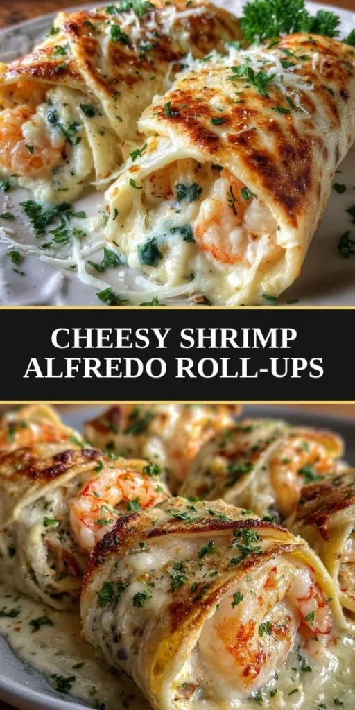 Shrimp Alfredo Roll-Ups with Cheese, creamy pasta rolls filled with shrimp and cheese