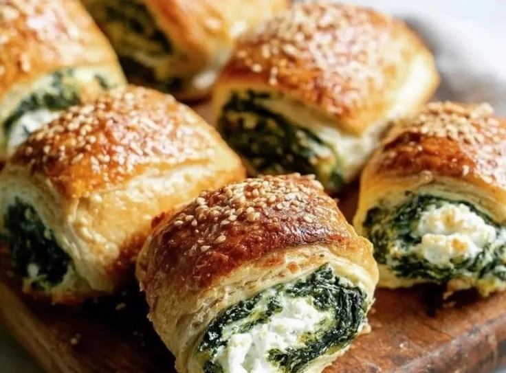Delicious Spinach and Ricotta Rolls served on a plate