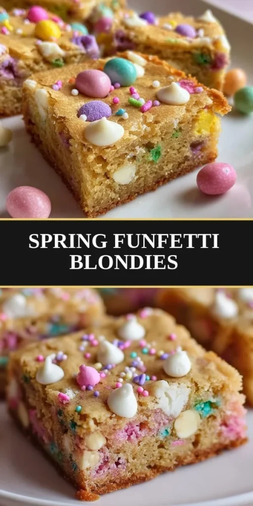 Freshly baked Springtime Funfetti Blondies with colorful sprinkles
