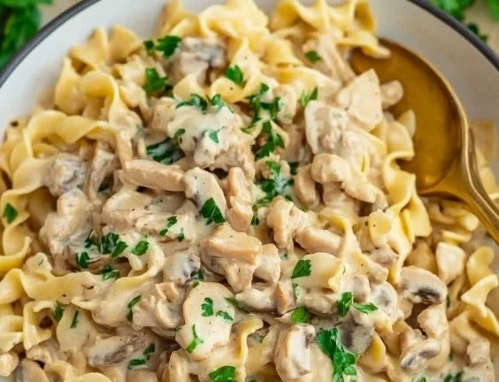 Delicious Stroganoff with Ground Turkey served on a plate