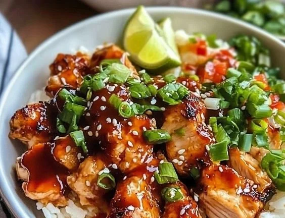 Delicious Sweet Chili Chicken Bowl ready to serve