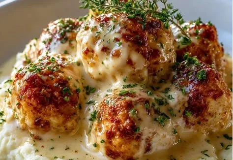 Baked Parmesan Cloud Chicken Bombs on a serving plate