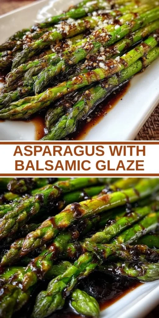 Balsamic-glazed asparagus spears served on a white plate.