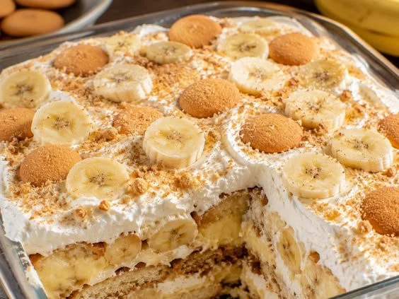 Delicious banana pudding tiramisu dessert layered with creamy bananas and coffee flavor.