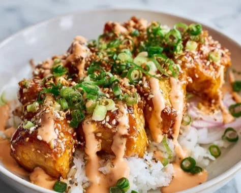 Delicious Bang Bang Chicken Bowl with high protein, perfect for family meals