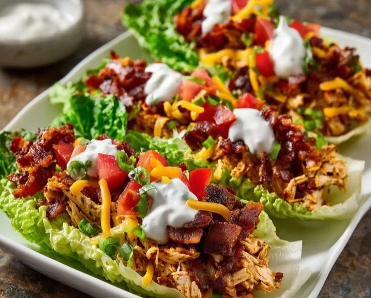 Delicious Chicken Bacon Ranch Lettuce Boats for a high-protein lunch