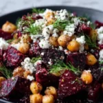 Chickpea Beet Feta Salad with colorful ingredients in a bowl