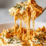 Cottage Cheese Buffalo Chicken Dip served in a bowl with tortilla chips