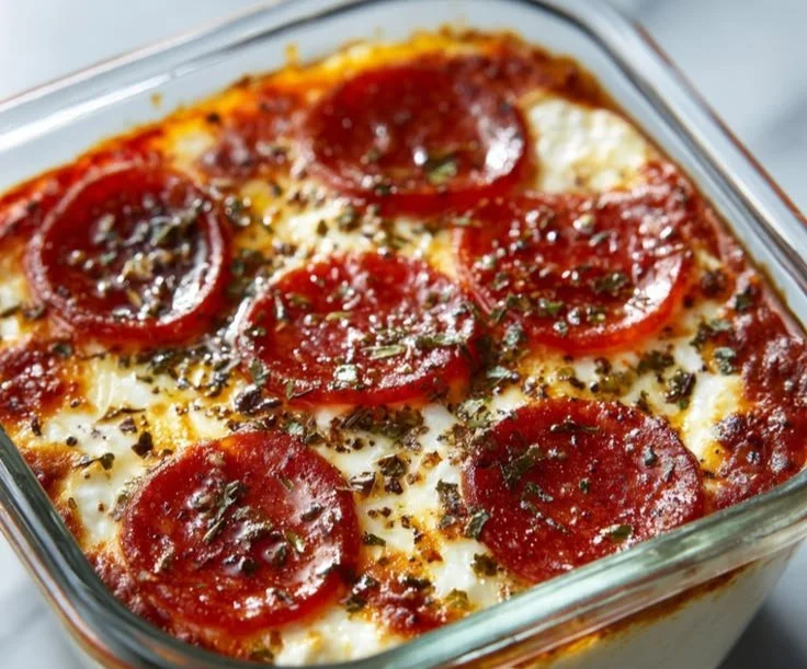 Delicious Cottage Cheese Pizza Bowl with toppings, a healthy pizza alternative