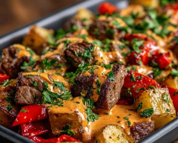 Creamy Chipotle Steak Bowl garnished with fresh ingredients and served in a bowl