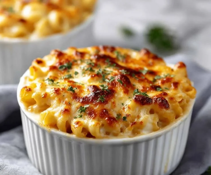 Creamy high-protein cottage cheese mac and cheese served in a bowl