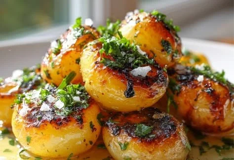 Delicious Garlic Butter Greek Baby Potatoes served as a flavorful side dish