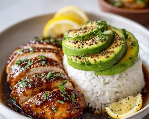 Honey Lime Chicken served with Avocado Rice