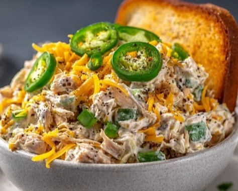 Jalapeno Popper Chicken Salad - a high-protein lunch idea with a spicy twist