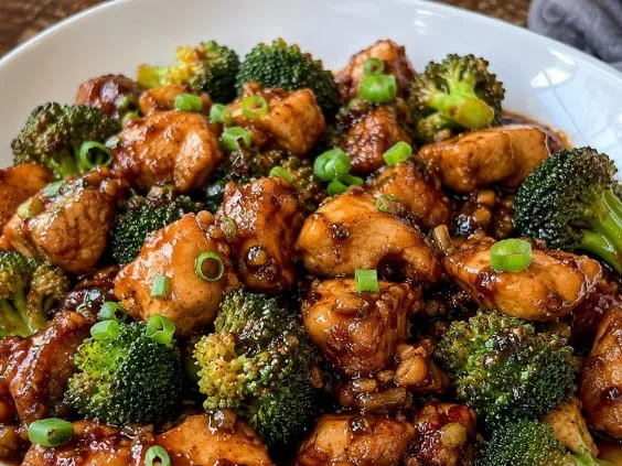 Delicious Keto Bourbon Chicken with Broccoli served on a plate