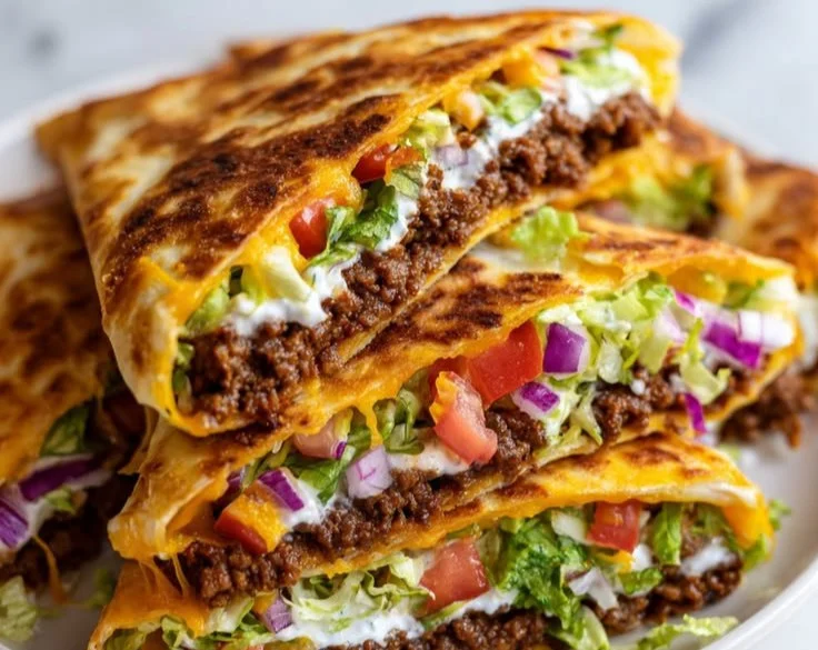 Delicious homemade Keto Crunchwraps filled with fresh ingredients