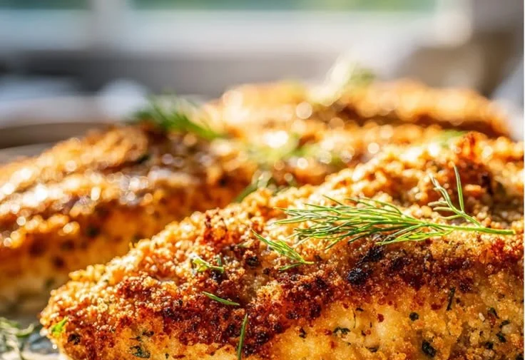 Delicious Parmesan chicken with a tangy flavor twist served on a plate.