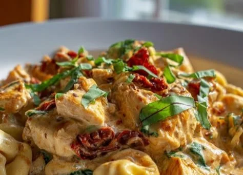 Delicious Marry Me Chicken Tortellini Skillet prepared in a cozy kitchen setting.