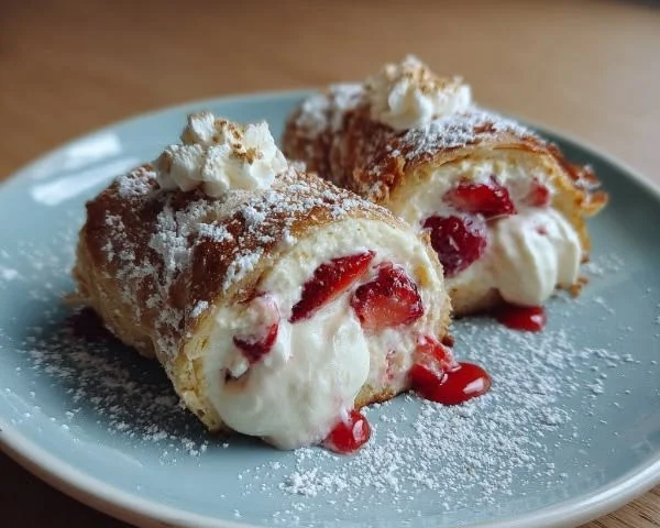 Deliciously baked strawberry cheesecake rolls fresh out of the oven