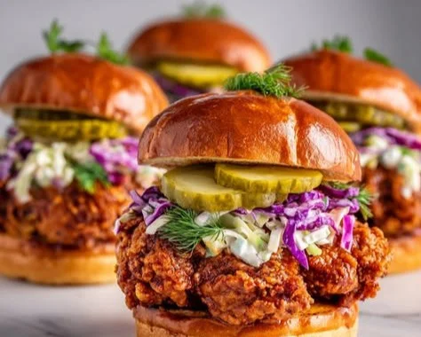 Nashville hot chicken sandwich served with sides, perfect for families.