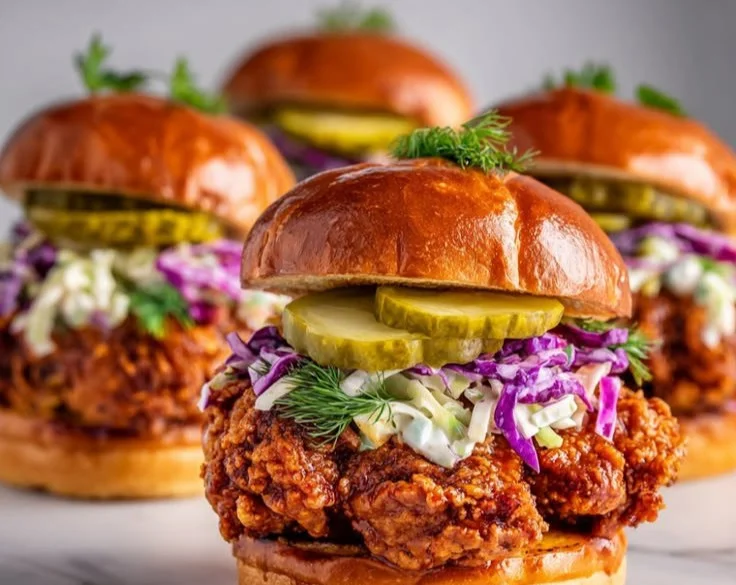 Delicious Nashville-Style Spicy Chicken Sandwich topped with pickles and spicy sauce