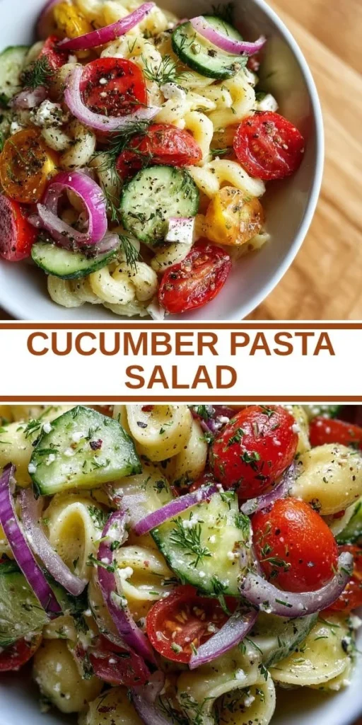 Colorful pasta salad with fresh vegetables and dressing in a bowl
