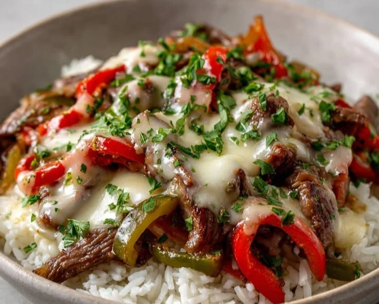 Delicious Philly Cheesesteak Bowl with high-protein ingredients