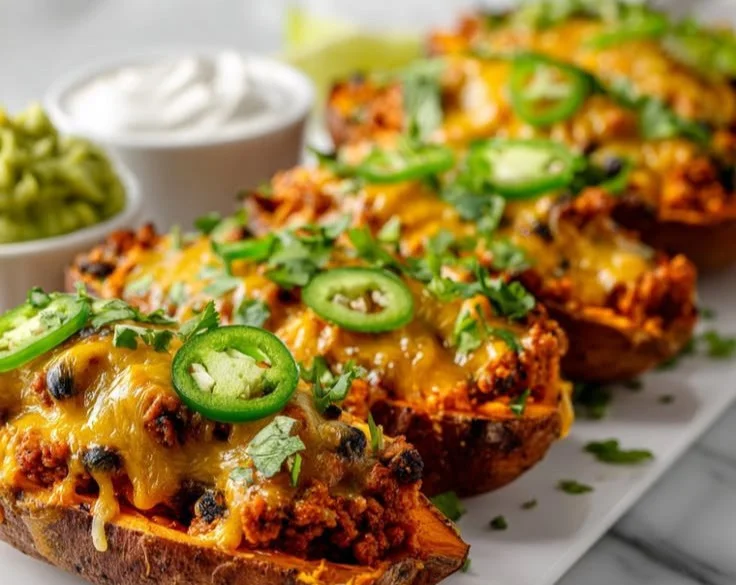Protein-packed sweet potato boats filled with healthy ingredients