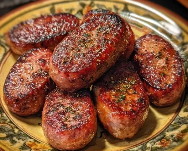Savory Applewood-Smoked Breakfast Sausage prepared and ready to serve.