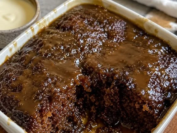 Delicious self-saucing sticky date pudding served in a bowl