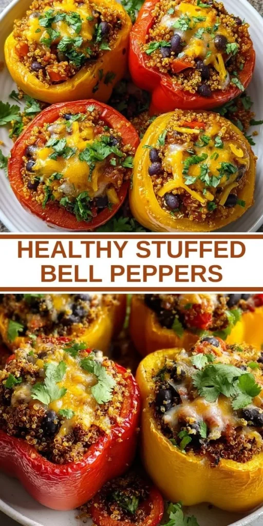 Delicious stuffed bell peppers freshly baked with colorful vegetables and hearty filling
