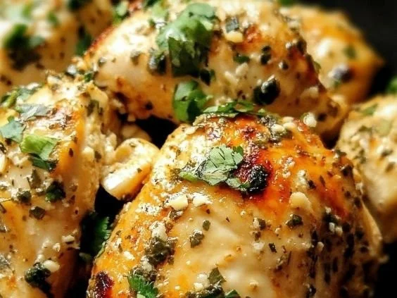 Delicious Tahini Chicken served on a plate with fresh herbs and sides