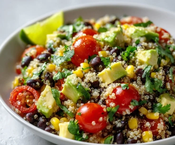 Delicious Tex-Mex Quinoa Salad with fresh vegetables and spices