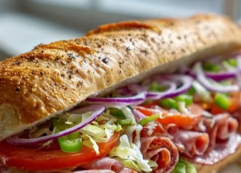 Ultimate Baked Italian Sub Sandwich loaded with layers of flavorful ingredients