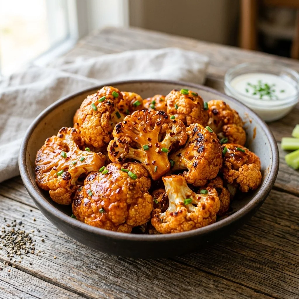 Crispy Air Fryer Buffalo Cauliflower served as a delicious appetizer.
